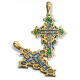 Нательный крест с камнями и эмалью «КЭ 01» из серебра 925 пробы с позолотой