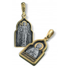 Иконка «Святая Матрона. Ангел хранитель» из серебра 925 пробы с позолотой и чернением