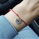 Красный православный браслет-ниточка "Рыба/Крест" с бусинами из серебра 925 пробы с позолотой