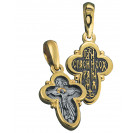 Детский крестик «Господь в сиянии» из серебра 925 пробы с позолотой и чернением