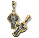 Детский крестик «Господь Еммануил» из серебра 925 пробы с позолотой и чернением