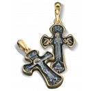 Православный нательный крест «Святая Блаженная Ксения» из серебра 925 пробы с позолотой и чернением