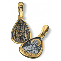 Иконка Божьей Матери «Умиление» из серебра 925 пробы с позолотой и чернением фото