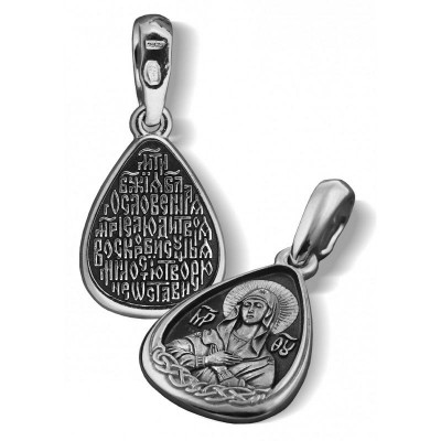 Нательная иконка Богородицы «Умиление» из серебра 925 пробы с чернением фото