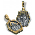 Нательная иконка Божьей Матери «Ченстоховская» из серебра 925 пробы с позолотой и чернением