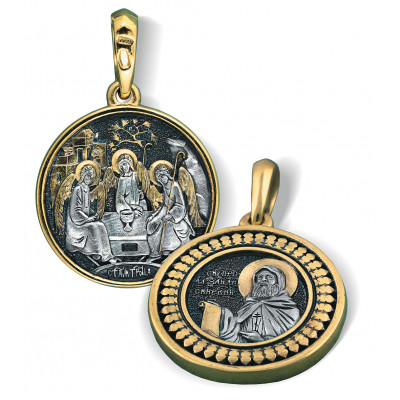 Икона нательная «Св. Александр Свирский» из серебра 925 пробы с позолотой и чернением фото