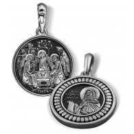 Образок «Святой Александр Свирский» из серебра 925 пробы с чернением фото
