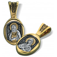 Иконка «Серафим Саровский. Богородица Умиление» из серебра 925 пробы с позолотой и чернением фото