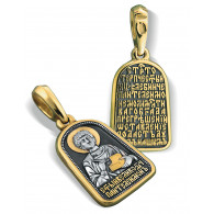 Нательная икона «Святой целитель Пантелеймон» из серебра 925 пробы с позолотой и чернением фото