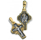 Детский нательный крестик «святой Стилиан» из серебра 925 пробы с позолотой и чернением