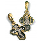Детский православный крестик «Сергий Радонежский» из серебра с позолотой и чернением