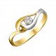Кольцо с фианитом из желтого золота 585 пробы с родированием