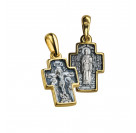 Детский нательный крестик "Св. Николай Чудотворец" из серебра 925 пробы с позолотой и чернением