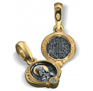 Образок «Святая царица Елена» с фианитом из серебра 925 пробы с позолотой и чернением