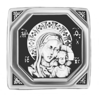 Бусина "Казанская Богородица" из серебра 925 пробы с чернением фото