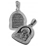 Образок Божьей Матери «Казанская» из серебра 925 пробы с чернением фото
