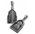 Иконка «Святая Матрона. Ангел хранитель» ПД21 из серебра 925 пробы с чернением