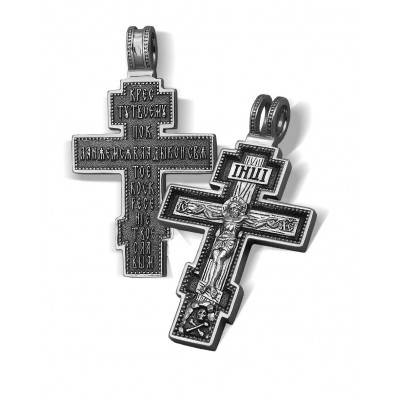Крест нательный «Осьмиконечный» из серебра 925 пробы с чернением фото