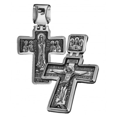 Большой нательный крест «Дивеевский» из серебра 925 пробы с чернением фото