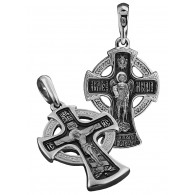 Нательный крест «Архангел Михаил» из серебра 925 пробы с чернением фото