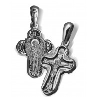 Крест нательный «Ангел Хранитель» из серебра 925 пробы с чернением фото