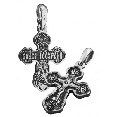 Крест нательный «Распятие» из серебра 925 пробы с чернением фото