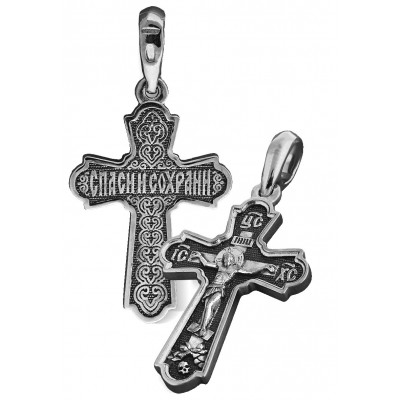 Крест нательный «Распятие 2» из серебра 925 пробы с чернением фото