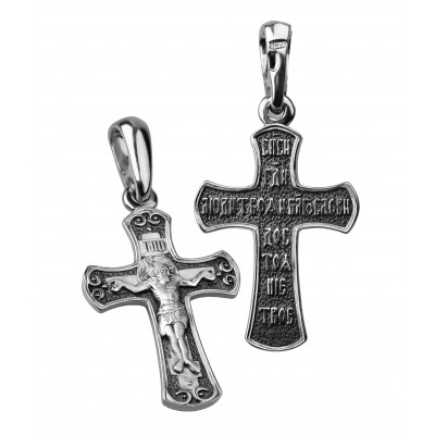 Крестик детский, крестильный, «Распятие Христово» из серебра 925 пробы с чернением фото