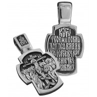 Крест нательный «Господь с предстоящими» из серебра 925 пробы с чернением фото