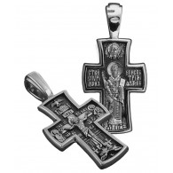 Крест нательный «Святой Спиридон Тримифунтский» из серебра 925 пробы с чернением фото