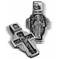 Крест нательный «Никола Можайский» из серебра 925 пробы с чернением фото