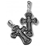 Нательный православный крест «Святая Блаженная Ксения» из серебра 925 пробы с чернением фото