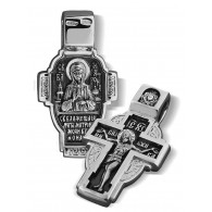 Крест нательный «Святая Блаженная Матрона» (поясная) из серебра 925 пробы с чернением фото