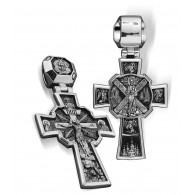 Большой крест нательный  «Андреевский» из серебра 925 пробы с чернением фото