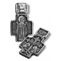 Крест нательный  с образом Богородицы «Нерушимая стена» из серебра 925 пробы с чернением фото