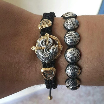 Православный браслет «Апостольский» с бусинами из серебра 925 пробы с чернением фото