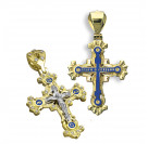 Нательный крест с кристаллами Swarovski и горячей эмалью из серебра 960 пробы с золочением