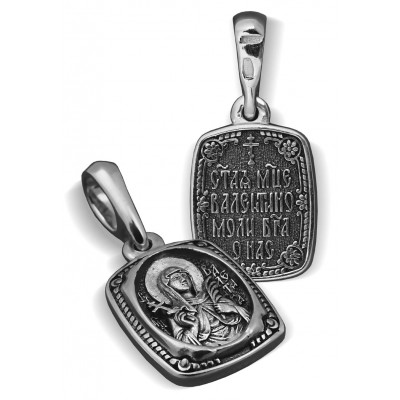 Иконка нательная «Святая Валентина» из серебра 925 пробы с чернением фото