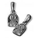Иконка нательная «Св. Тихон Задонский. Владимирская Богородица» из серебра 925 пробы с чернением