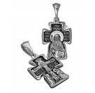 Нательный крестик «Распятие. Святой преподобный Максим Грек» из серебра 925 пробы с чернением