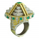 Кольцо с бриллиантами и изумрудами из комбинированного золота 750 пробы