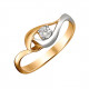 Кольцо с фианитом из красного золота 585 пробы с родированием