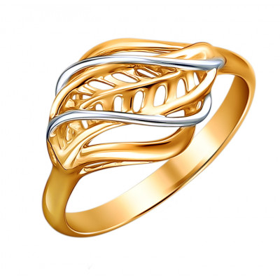 Кольцо из красного золота 585 пробы с родированием фото
