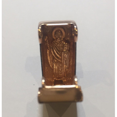 Золотой Кирпич Спиридона Тримифунтского. Мощевик-складень с молитвой из золота 585 пробы с гайтаном фото