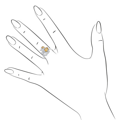 Кольцо с цирконами и цитринами из серебра 925 пробы фото