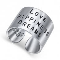 Кольцо "Любовь Счастье Мечты" с эмалью из серебра 925 пробы фото