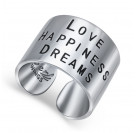 Кольцо "Любовь Счастье Мечты" с эмалью из серебра 925 пробы