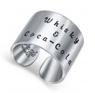 Кольцо "Виски и Кока-Кола" с эмалью из серебра 925 пробы цвет металла белый