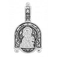 Образок Владимирская Богородица из серебра 925 пробы с чернением фото