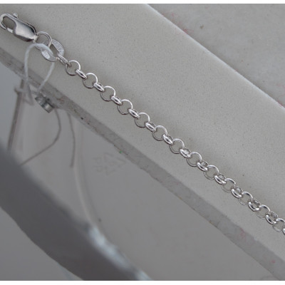 Браслет из серебра 925 пробы с родированием, плетение Тонда 0,50х1,00, ширина 3,1 мм фото